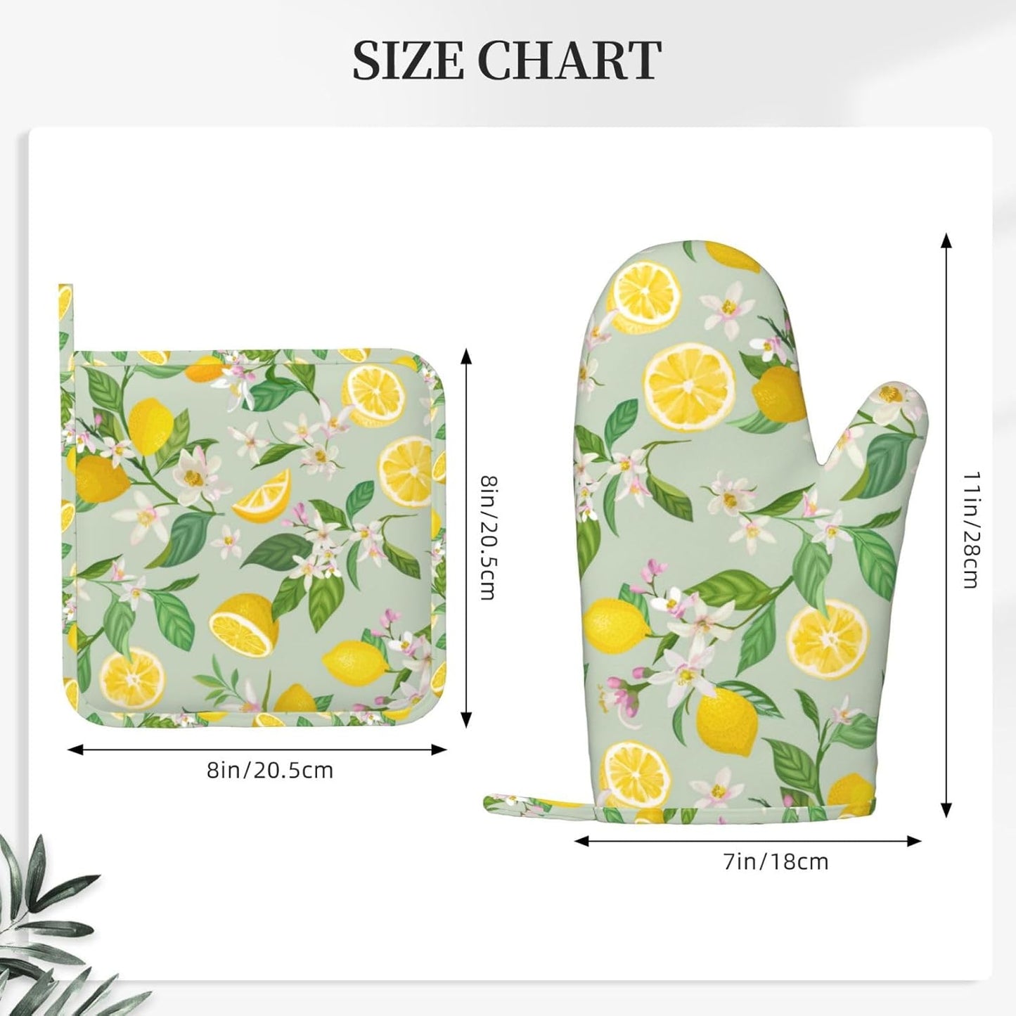 Lemon Oven Mitts Pot Holders Set Silicone Lemon Paper Yellow Citrus Fruit Lemons Kitchen Oven Mitts Heat Resistant Potholders Non-Slip 4pcs Hot Pads and Oven Gloves Sets for Baking,Grilling