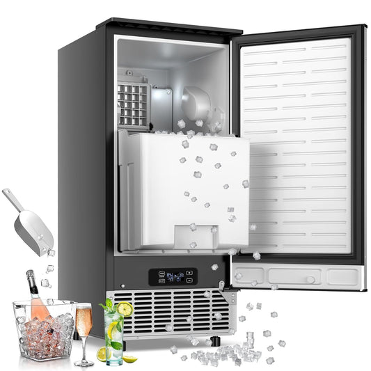 Built in Ice Machine, 95Lbs/Day with 35lbs Storage Bin, 40Pcs Cubes in 10Mins, Reversible Door, Under Counter Ice Maker for Home Office Commercial, Ice Maker Machine Commercial