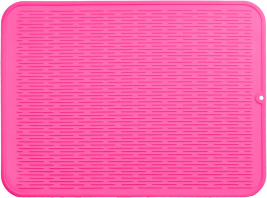 Silicone Dish Drying Mat for Multiple Usage,Easy clean,Eco-friendly,Heat-resistant Silicone Mat for Kitchen Counter or Sink,Refrigerator or Drawer Liner Rose 2XL 24 inches x 18 inches