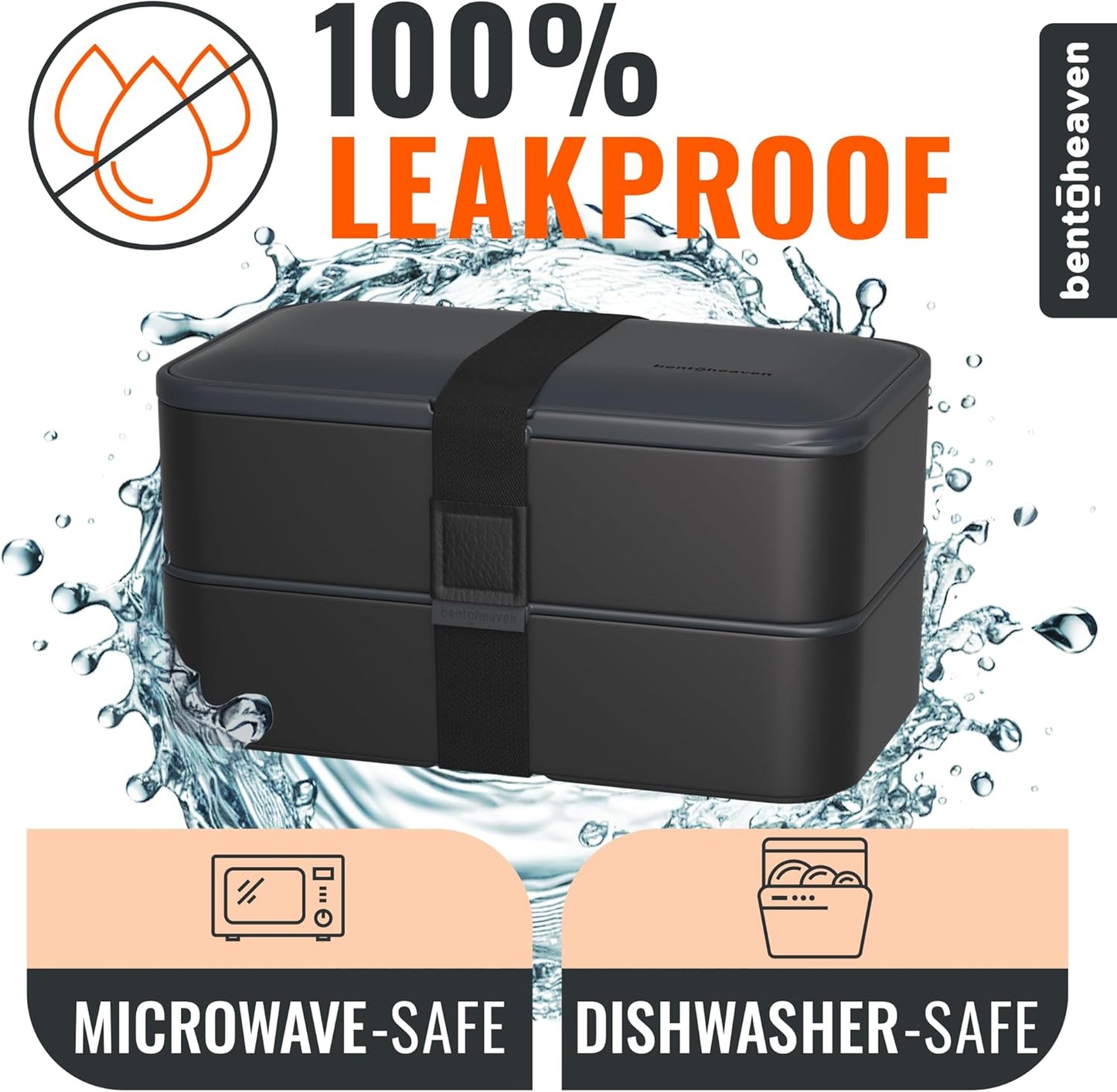 Bentoheaven Premium Bento Box Adult Lunch Box with Compartments for Women & Men, Set of Utensil & Chopsticks & Dip Container, Cute Japanese Kids Bento Lunch Box, Microwavable (Outer Space)