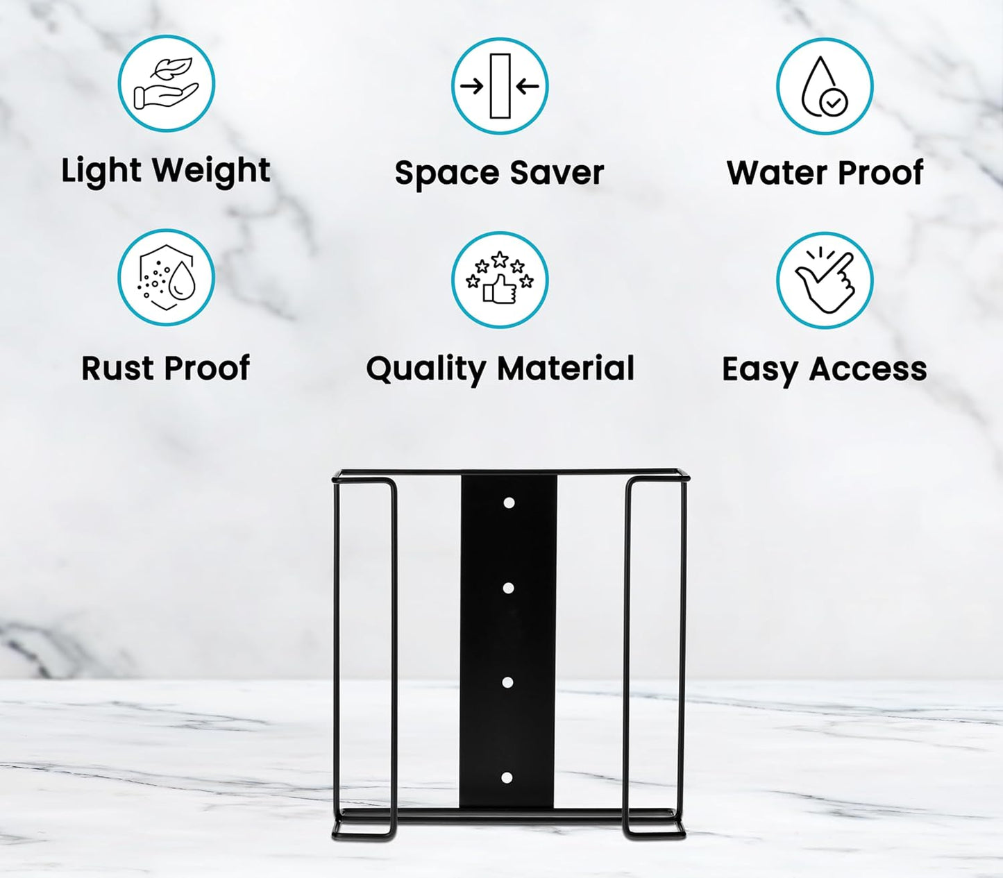 Alpine Glove Holder for Wall Mount - Latex Glove Holder Wire Glove Dispenser for Wall Disposable Glove Box & Tissue Box - Fits 2 Boxes (Black)