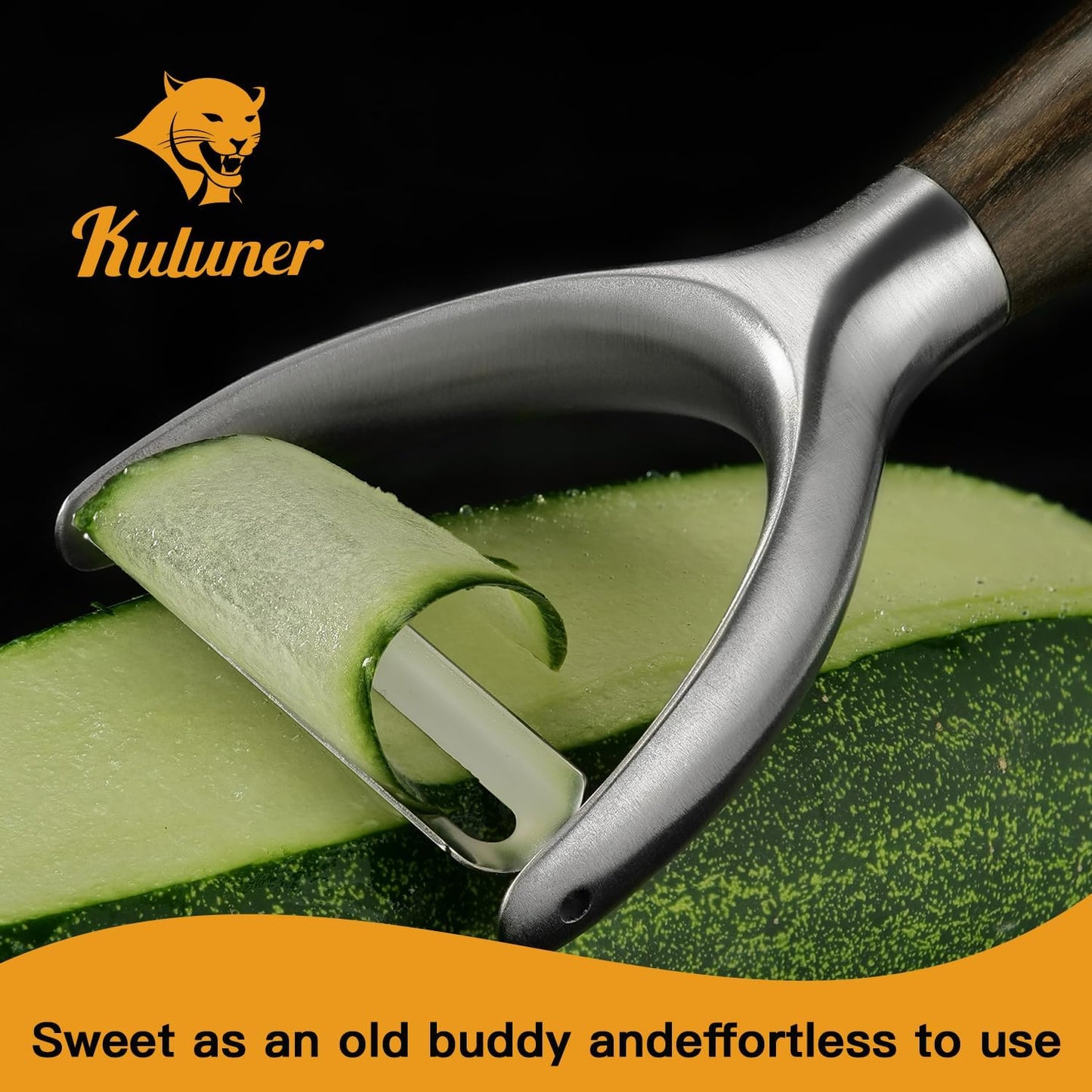 Premium Y Type 304 Stainless Steel Multifunctional Kitchen Peeler Real Wood Handle Ultra Sharp Blade Vegetable Potato Apple（Agarwood）