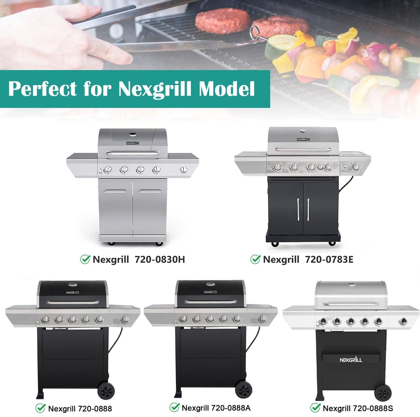 Full-Size Griddle Inserts for Home Depot Nexgrill 5 Burner 720-0888, 720-0888N, 720-0882A, 720-0882S, Flat Top Grill Griddle for Nexgrill 4 Burner 720-0830H 720-0830X 720-0888S 720-0783W Grill