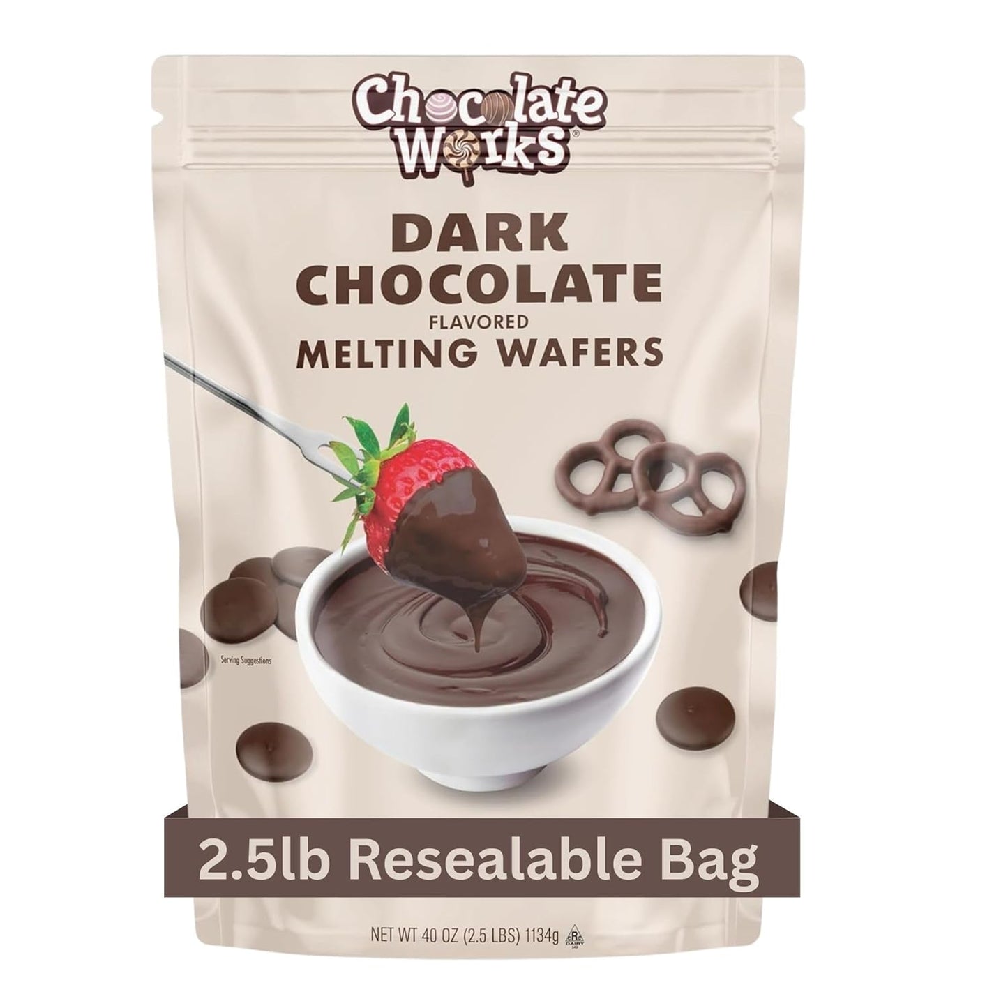 Chocolate Works Dark Chocolate Melting Chocolate Wafers, 2.5lb (Pack of 1)
