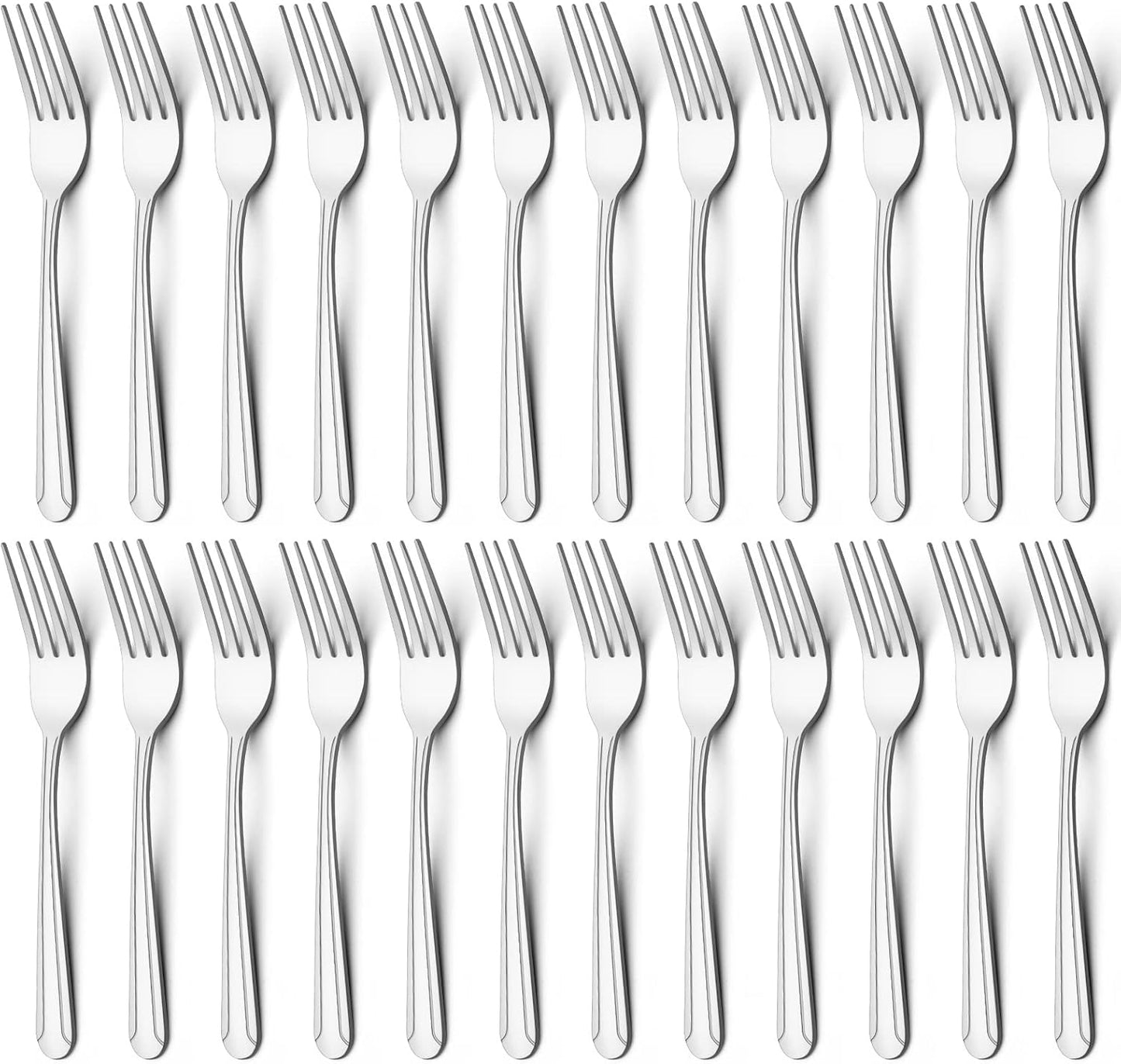 BEWOS 24 Pieces Dinner Forks Set, 8.2-Inch Stainless Steel Forks Silverware, Flatware Salad Forks for Home, Kitchen or Restaurant - Mirror Polished, Dishwasher Safe