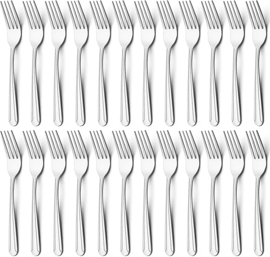 BEWOS 24 Pieces Dinner Forks Set, 8.2-Inch Stainless Steel Forks Silverware, Flatware Salad Forks for Home, Kitchen or Restaurant - Mirror Polished, Dishwasher Safe