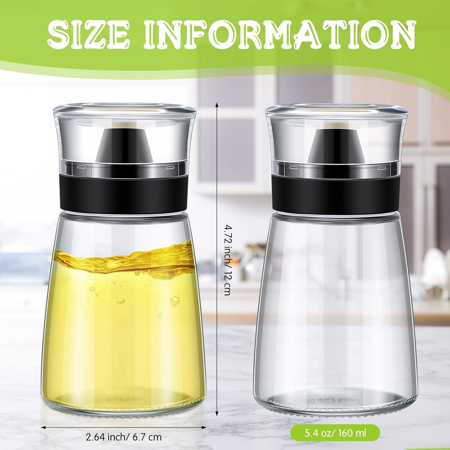 4 Pieces 5.4 oz Oil and Vinegar Dispenser Set with No Drip Tops, Glass Cruet Bottles Clear Olive Oil Bottles Soy Sauce Dispenser Cooking Oil Container Leakproof for Kitchen Barbecue Salad Dressing