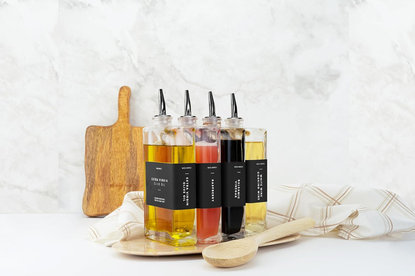 Molimoli Pour Spout Made of Stainless Steel with Automatic Anti-Oxidation Mechanism, Bottle Pourers for Alcohol and Liquor, Olive Oil Dispenser Spout, Wine Pourer Spout,Pack of 4,Black