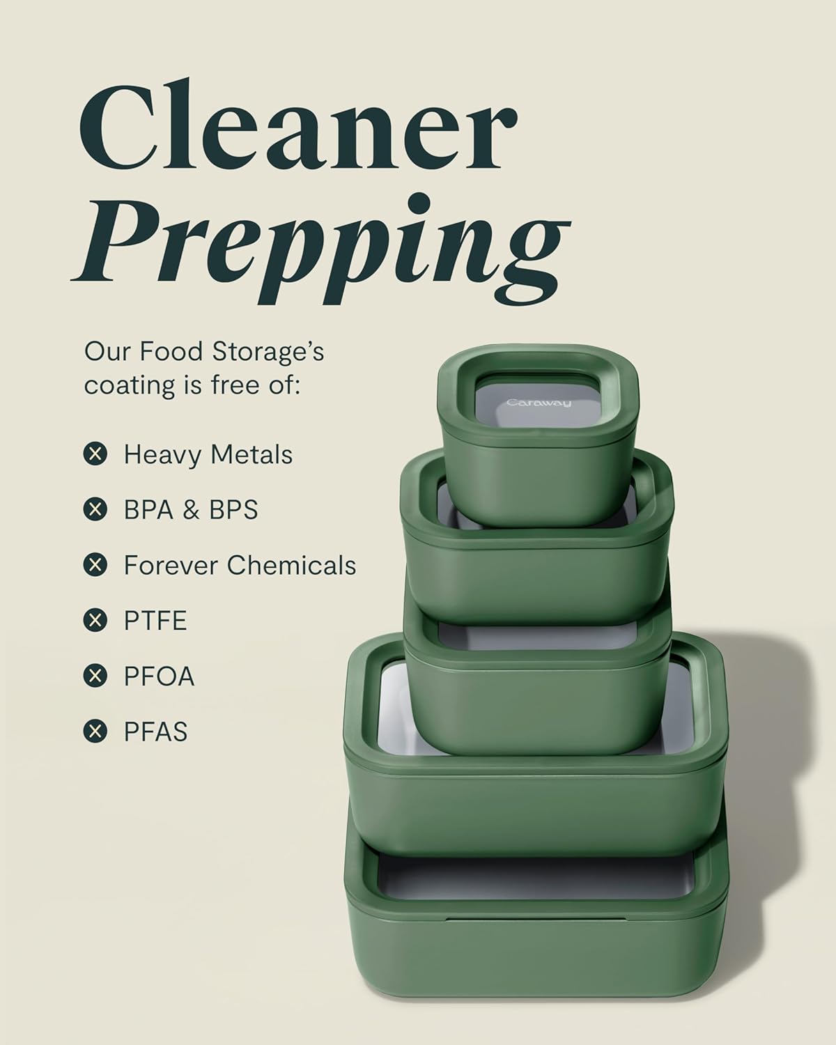 Caraway 25pc Glass Food Storage Set - Glass Storage Containers for Food - Non-Toxic Ceramic-Coated Glass - Air Release Technology - Compact & Stackable Design - Mist