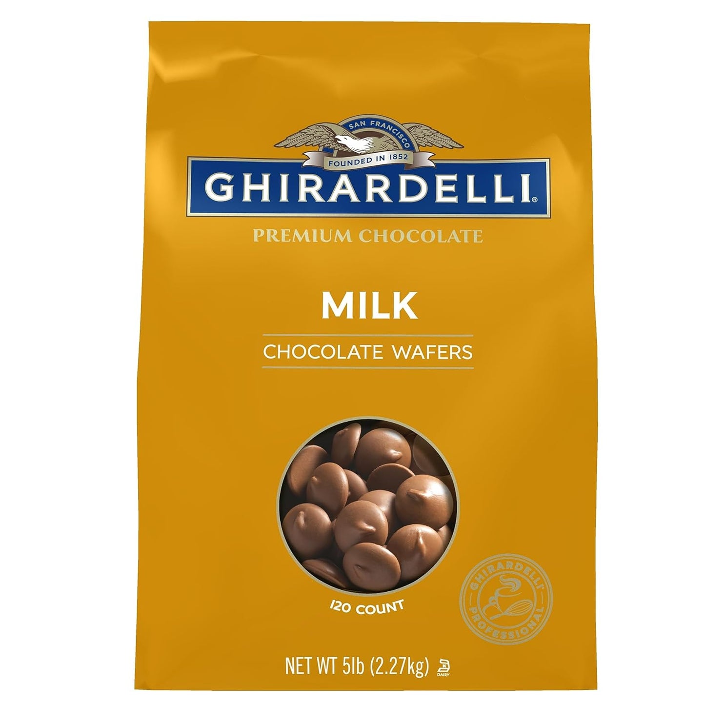 Ghirardelli Chocolate Company Milk Chocolate Wafers, 5lb (Pack of 2)
