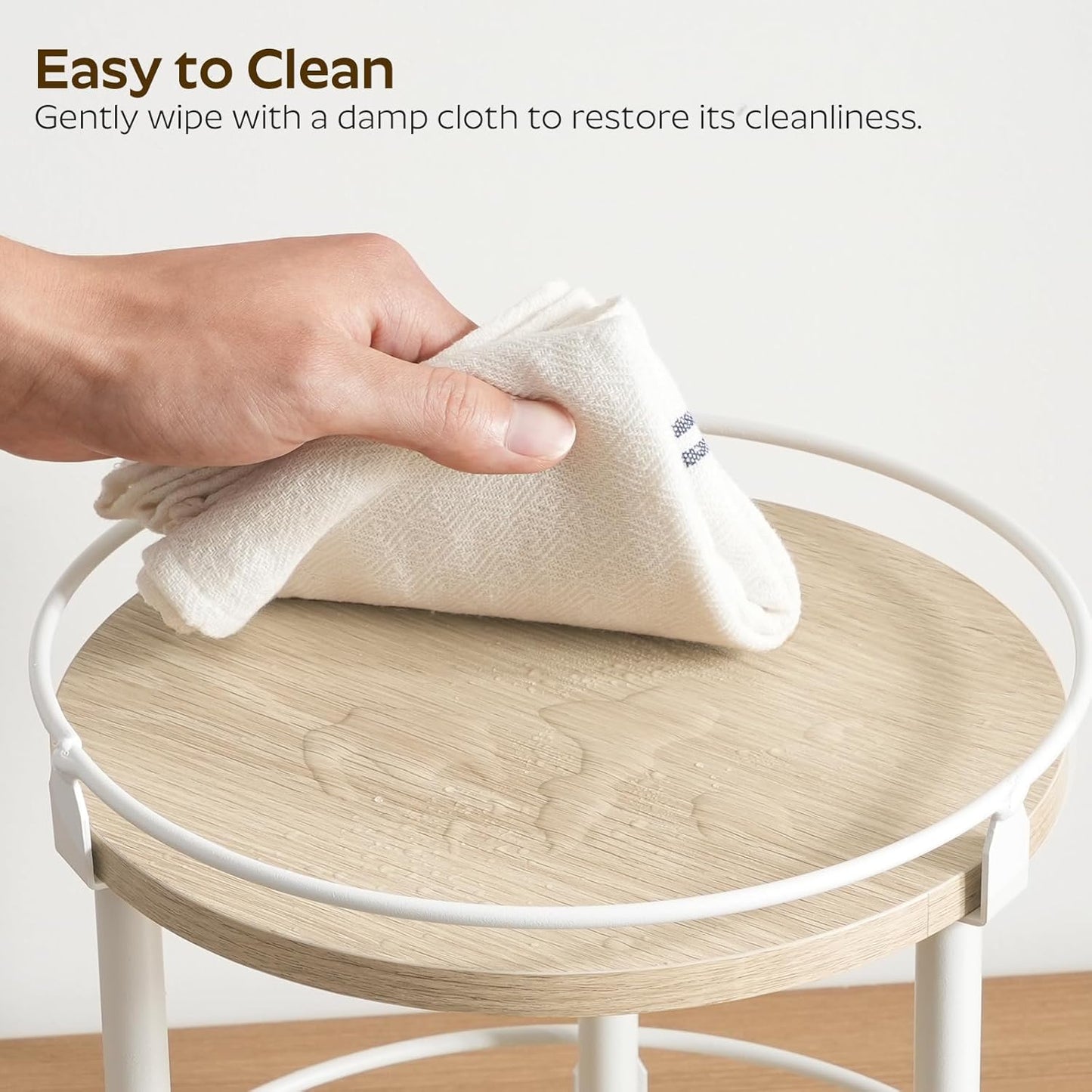 Lazy Susan Organizer, Rotating Spice Rack, 3 Tier Spice Turntable Organizer, Industrial Turntable Spice Holder, for Kitchen Countertop, Compact and Versatile, White and Light Oak SR23WG