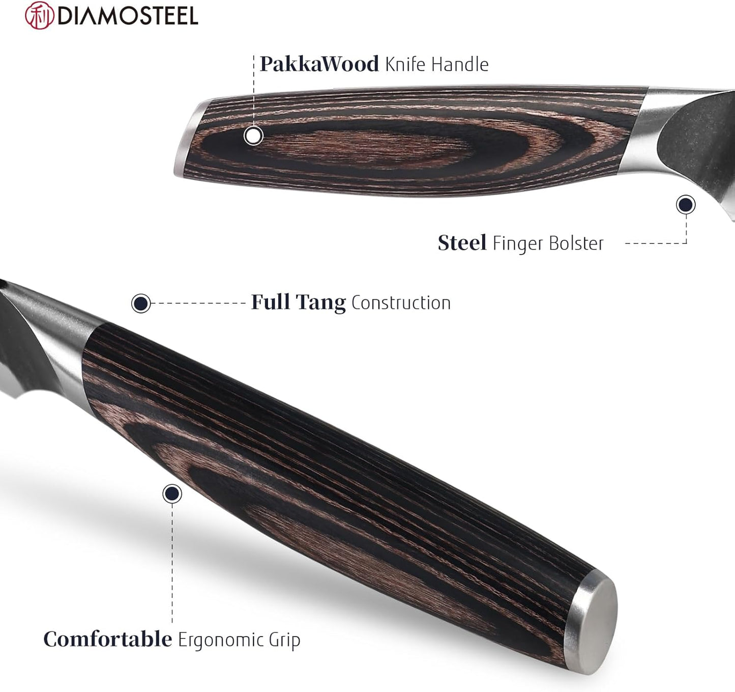 Paring Knife - 3.5-Inch Professional Kitchen Knife - Hammered Black Oxide Blade Japanese 9CR18MOV High Carbon Stainless Steel Sharp fruit Knife - Ergonomic Pakkawood Handle with Present Box