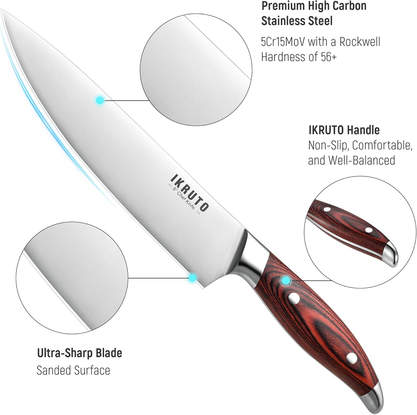 5-Piece kitchen knife set - Ultra-Sharp High Carbon Stainless Steel Blades with Ergonomic Pakkawood Handles, Professional Kitchen Knives Sets, Elegant Gift Box Packaging