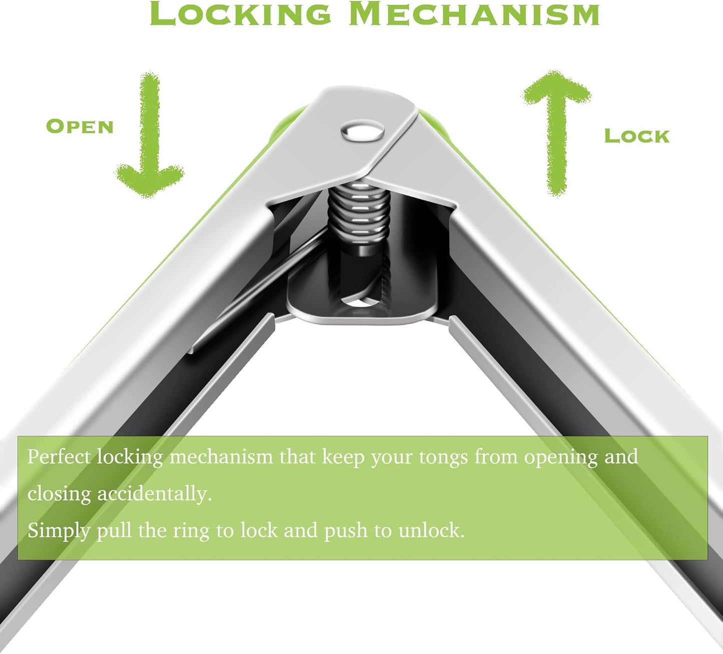 Premium Silicone Set of 2 Cooking Tongs, 9-Inch & 12-Inch BPA Free Non-Stick Stainless Steel BBQ Grilling Locking Food Tong, Light Green