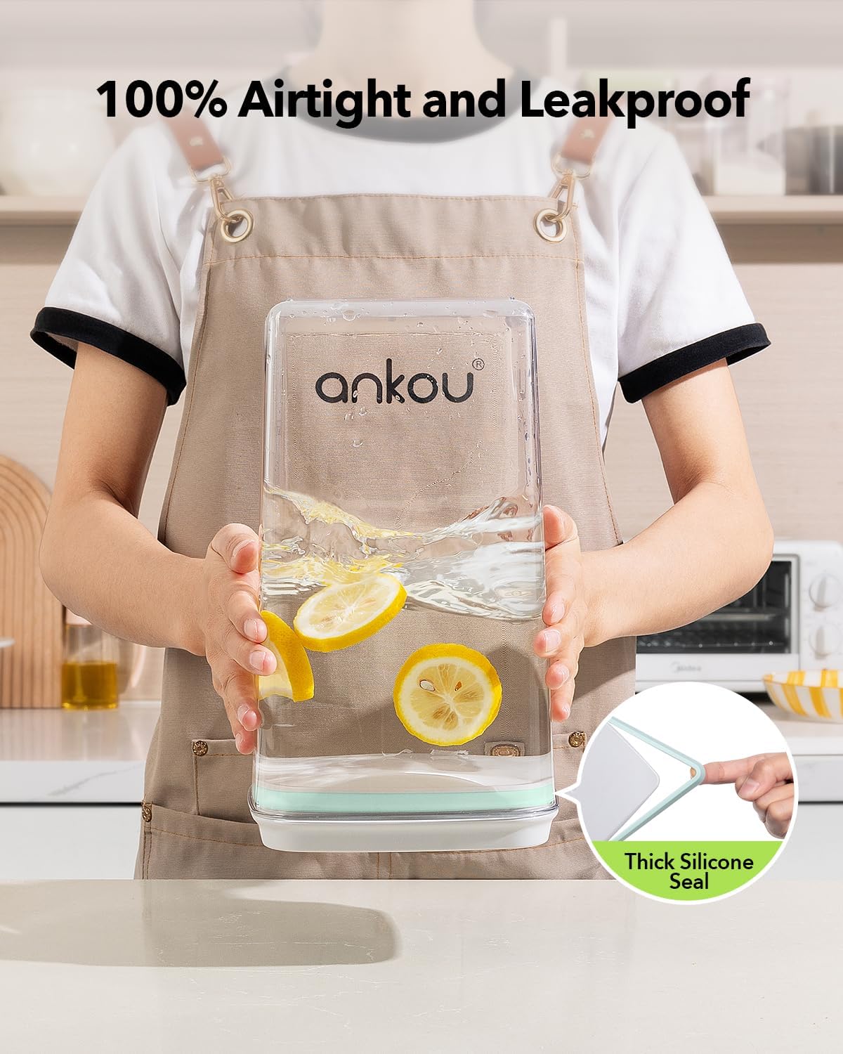 Ankou Airtight Pop Food Storage Container with Lid & 130ml Scoop, 4L/4.2qt BPA-Free Cereal, Rice, Flour, Pasta & Snack Container, Stackable & Durable,Kitchen Pantry Organizer
