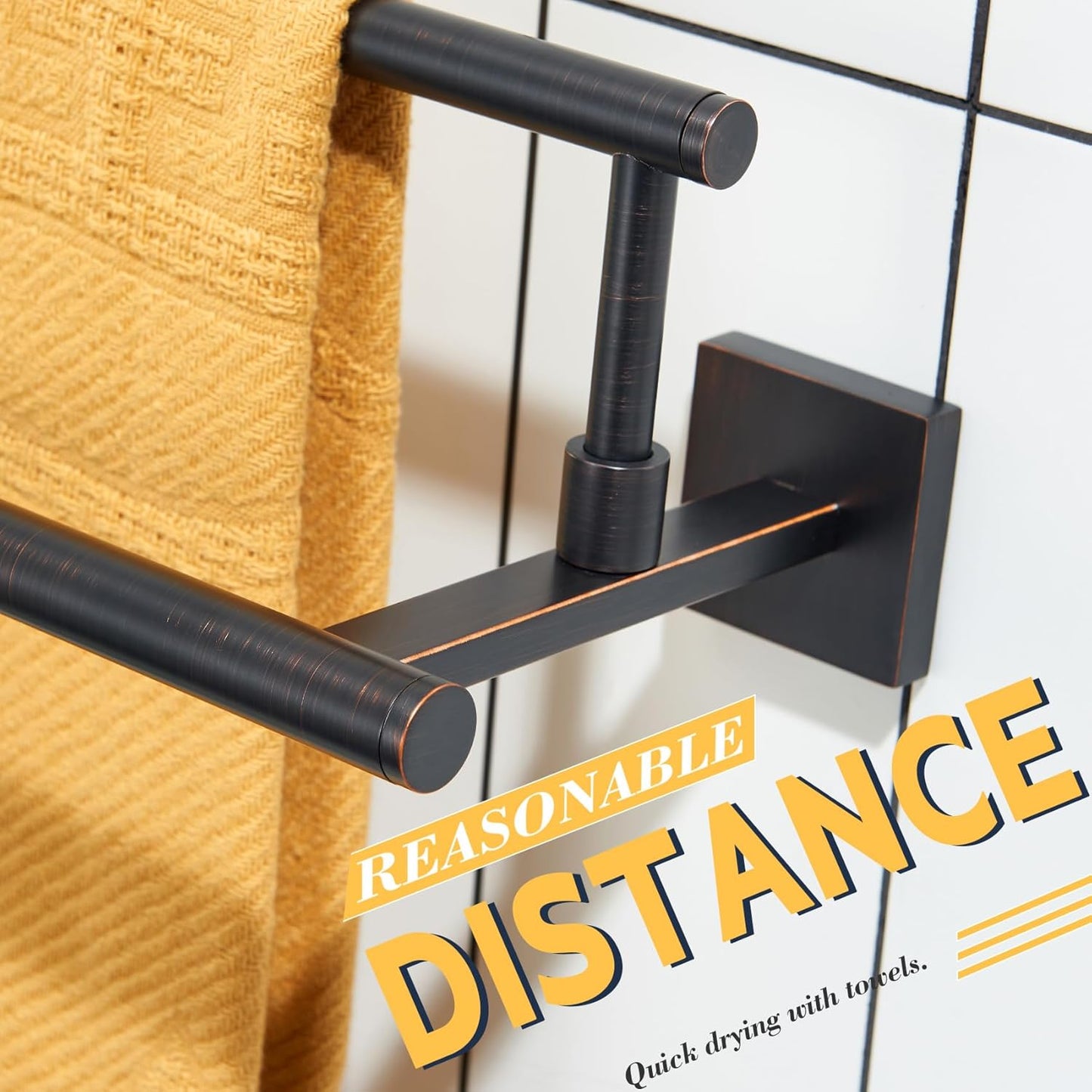 KOKOSIRI Towel Bars 32-Inch Bathroom Towel Holder Oil Rubbed Bronze Double Bath Towel Racks Wall Mounted Stainless Steel B5009ORB-L32