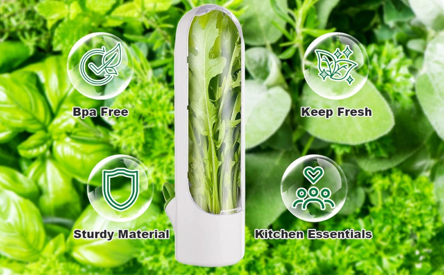 Herb Saver for Refrigerator, Fresh Herb Keeper- Herb Saver Pod Containers, Herb Fresh Keeper for Refrigerator,Herb Storage for Cilantro,Parsley, Asparagus,Keeps Vegetables Fresh for 2-3 Week（3pcs）