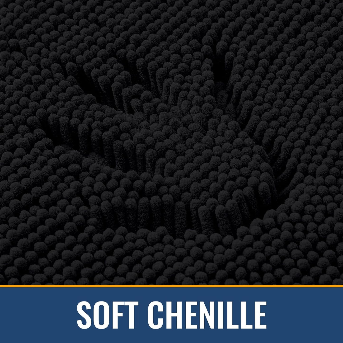 Arotive Bathroom Rugs 36x24, Extra Soft Absorbent Shaggy Chenille Bath Rugs, Machine Washable Rubber Backing Non-Slip Bath Mats for Bathroom Floor Tub and Shower, Home Decor Accessories, Black