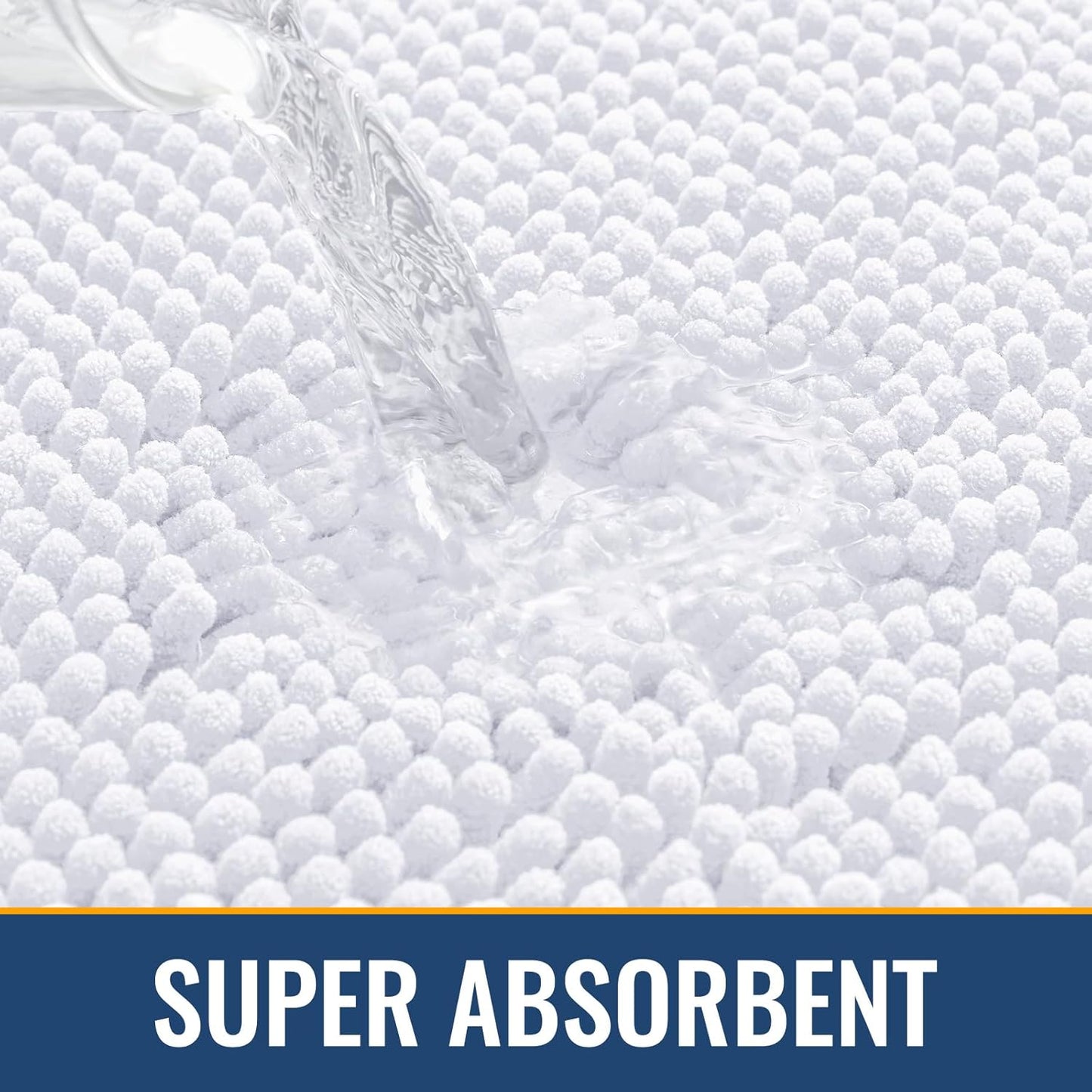 Arotive Bathroom Rugs 36x24, Extra Soft Absorbent Shaggy Chenille Bath Rugs, Machine Washable Rubber Backing Non-Slip Bath Mats for Bathroom Floor Tub and Shower, Home Decor Accessories, White