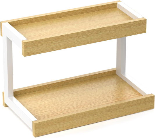 MARTY 2 Tier Spice Rack Organizer for Countertop, 15.8''L Coffee Station/Bathroom Organizer Countertop, Counter Shelf Desktop Storage Organizer for Kitchen, Bedroom, Office