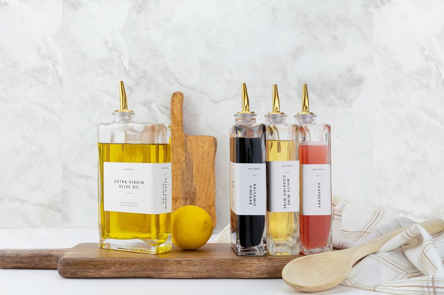 Molimoli Pour Spout Made of Stainless Steel with Automatic Anti-Oxidation Mechanism, Bottle Pourers for Alcohol and Liquor, Olive Oil Dispenser Spout, Wine Pourer Spout,Pack of 4,Gold