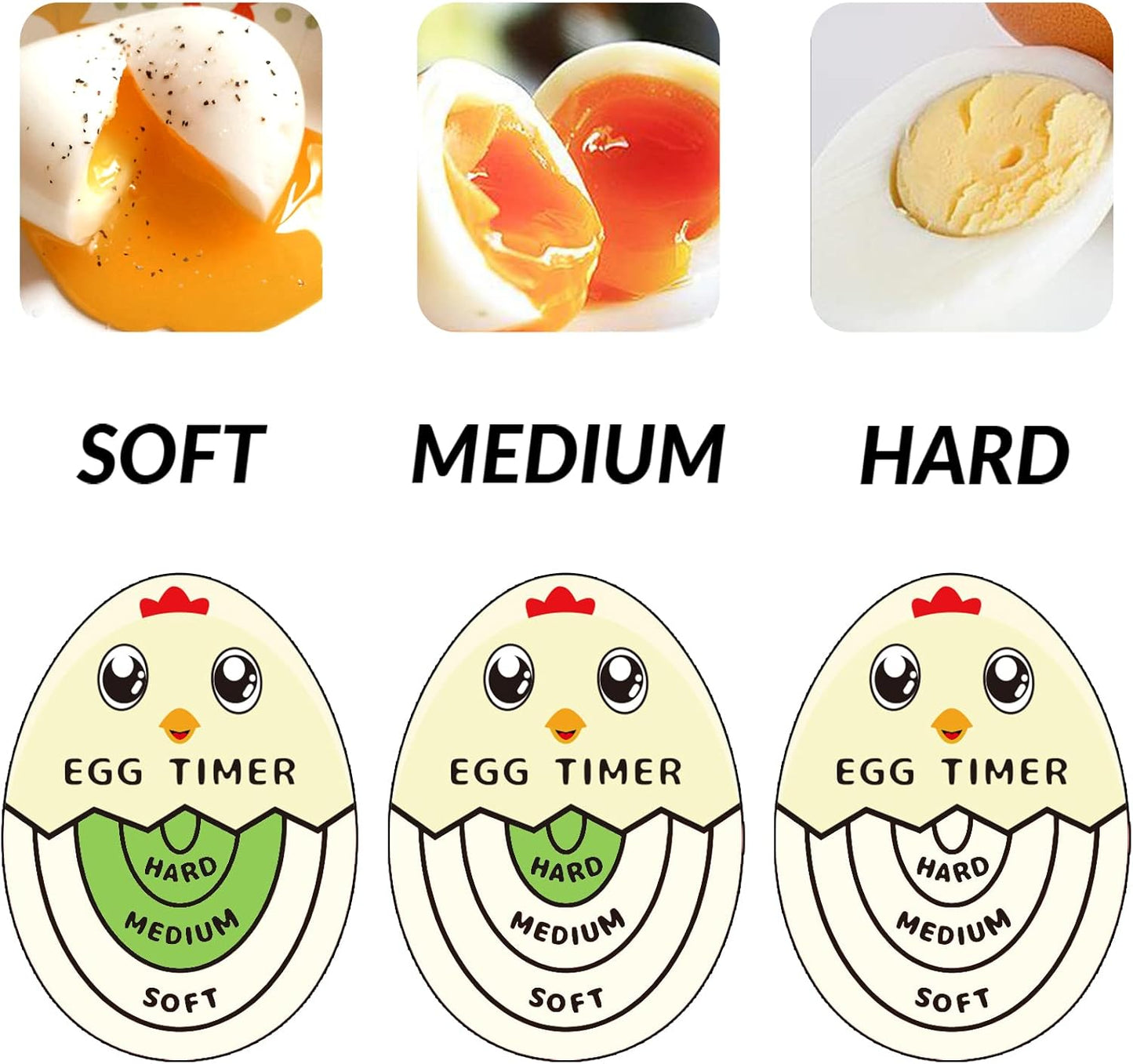 Lasubst Egg Timer That Goes in Water for Soft Medium Hard Boiled Eggs, 1 Red 1 Green