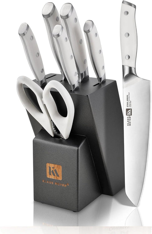 Stahl High Carbon Exclusive German Steel 8 Piece Knife Block Set (White)