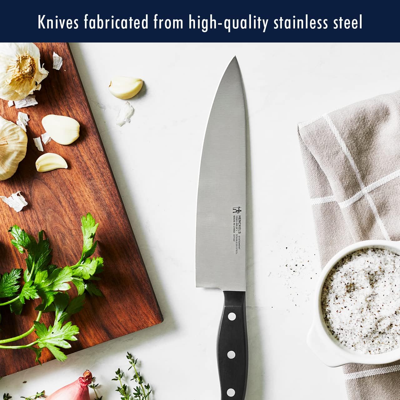 HENCKELS Premium Quality 12-Piece Statement Knife Set with Block, Razor-Sharp, German Engineered Informed by over 100 Years of Masterful Knife Making, Lightweight and Strong, Dishwasher Safe