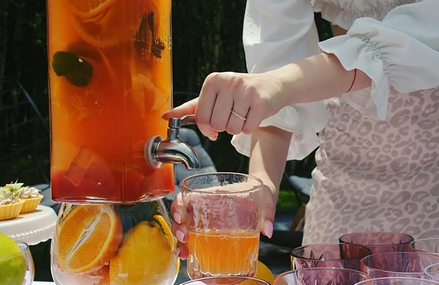 Kook Glass Drink Dispenser, with Leak-Proof Stainless Steel Spigot, Clear Rectangular Mason Jar, Beverage Storage for Fridge, for Water, Iced Tea, Sangria, Lemonade, 80 oz (2)