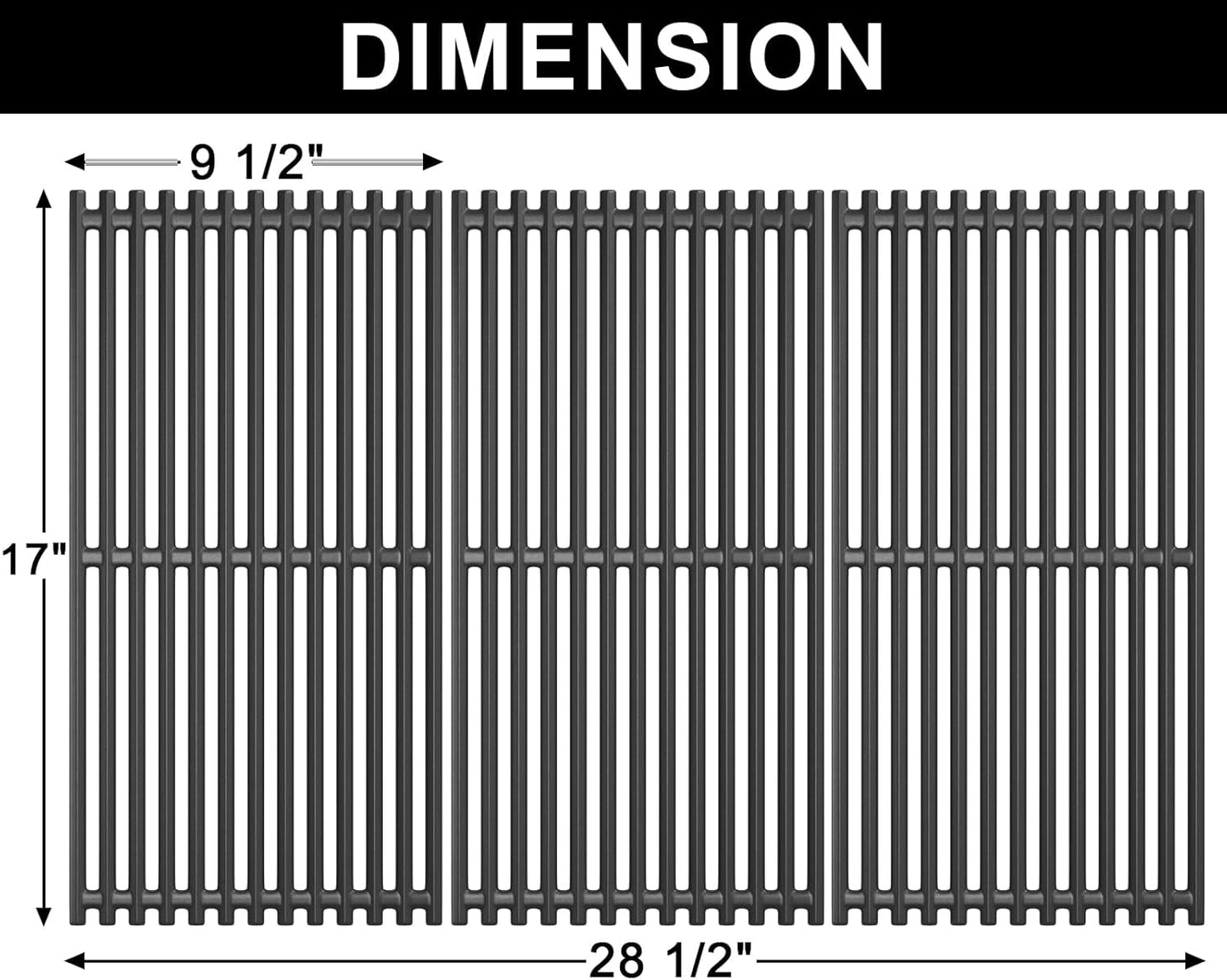 Grill Grates 17x9 1/2" for Charbroil Infrared Grill Grates 466242715,463242715,G541-0016-W2,466242815,463242716,463276016,466242816,463255020,463257520,for Charbroil TRU-Infrared Replacement Parts