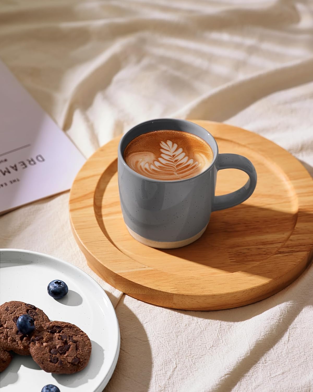 famiware Coffee Mugs for 6, 12 oz Mug Set, Dringking Cup with Handle for Coffee, Tea, Cocoa, Milk, Milkyway serise, Dark Gray