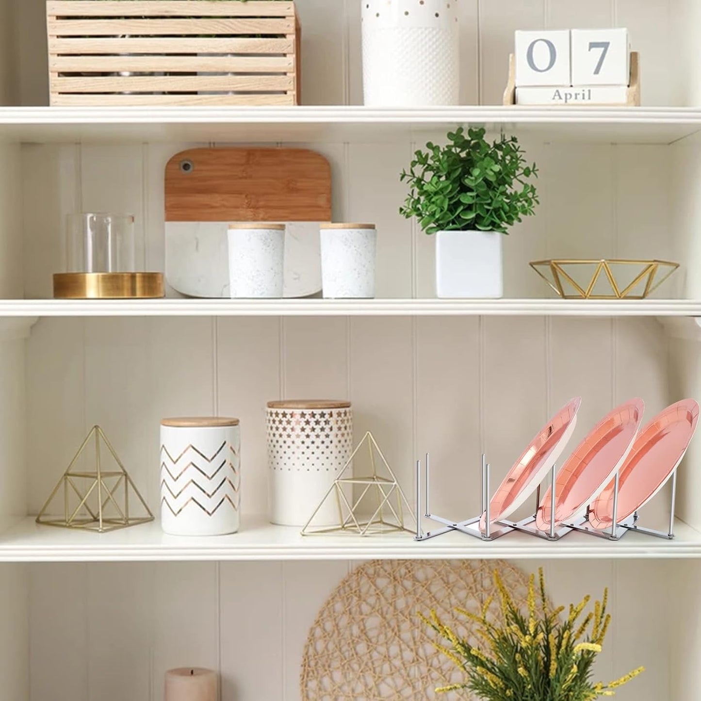 2 Pack Dish Plate Drying Rack, Retractable Dish Drying Rack, Multi-Functional Plates Cup Bowl Pot Pan Lid Storage Holder Organizer for Kitchen Counter Cabinet Drawer