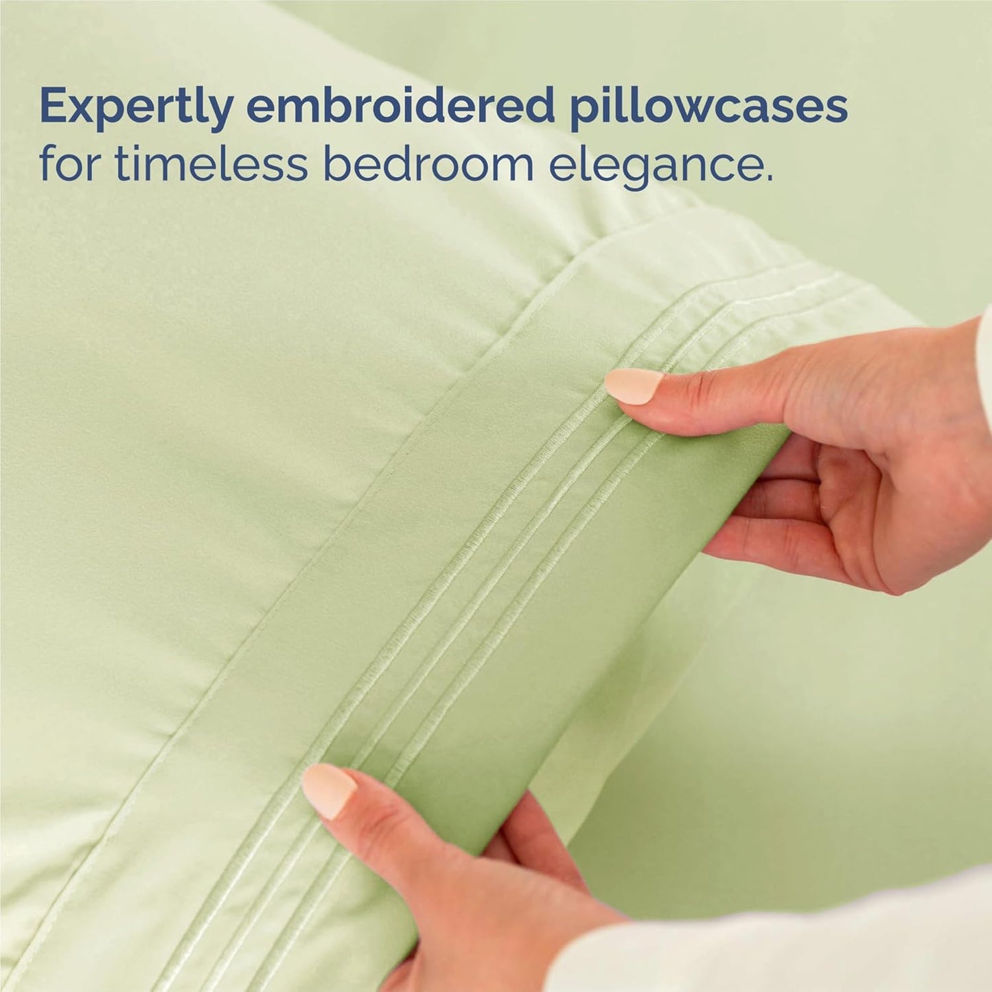 King Size 4 Piece Sheet Set - Comfy Breathable & Cooling Bed Sheets Set - Hotel Luxury Bedding for Women, Men, Kids, Teens, Boys & Girls - Deep Pockets and Wrinkle Free - Oeko-Tex - Light Sage Green