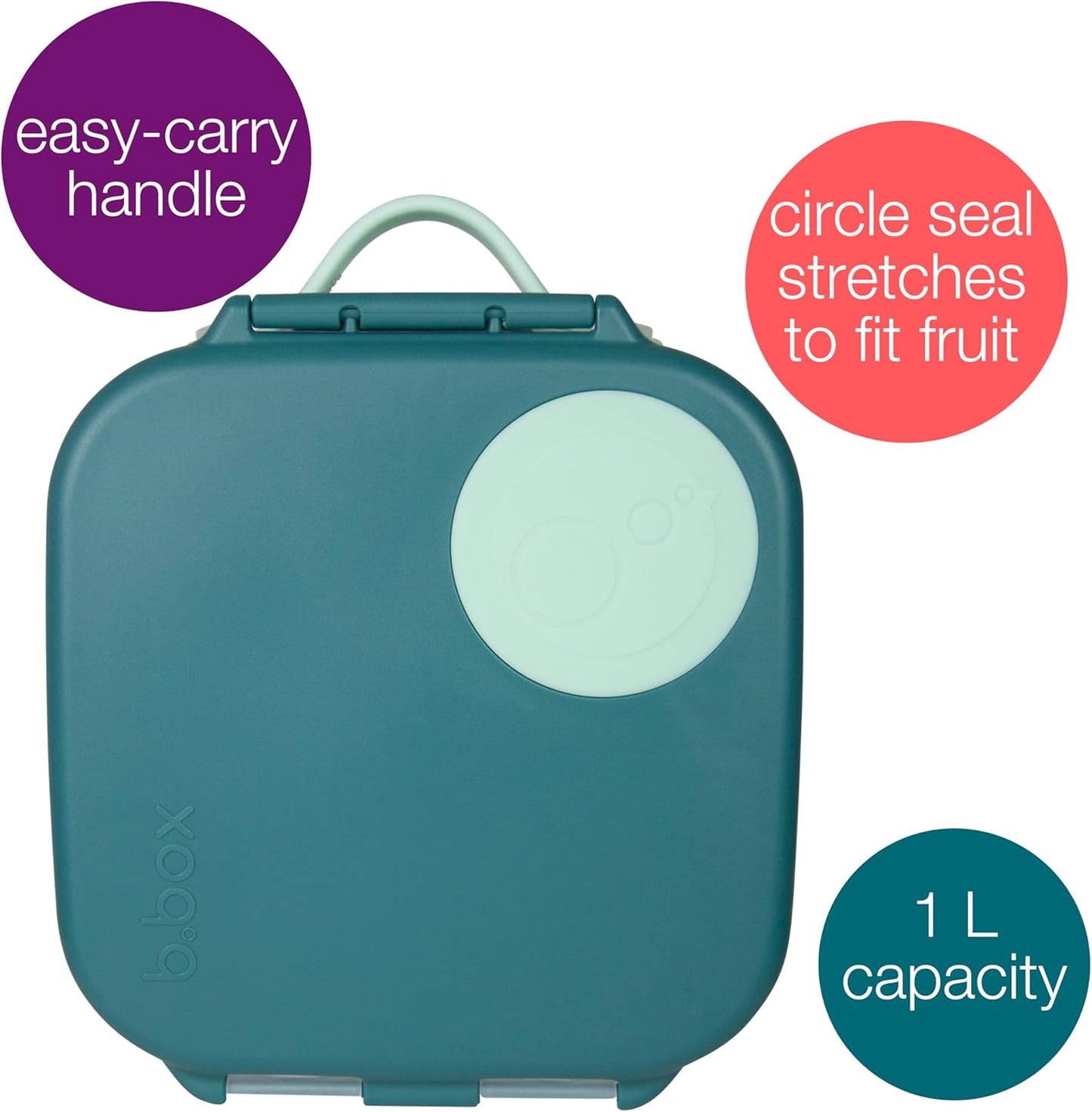 b.box Mini Lunch Box for Kids: Lunch Snack Container with 2 Leak Proof Compartments. Ages 3+ School Supplies, BPA Free (Emerald Forest, 4¼ cup capacity)