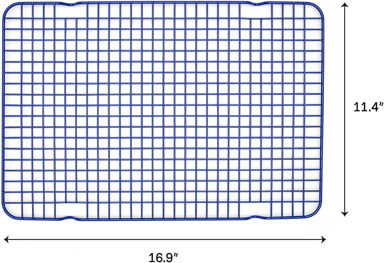 Great Jones Big Chill Wire Cooling Rack (Blueberry) – 16.25" × 11.25" Heavy-Weight Aluminized Steel,Nonstick Baking Rack – Oven Safe 450 °F, Bacon & Cookie Cooling Rack – Fits Half Sheet Pans