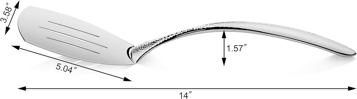 New Star Foodservice Mars Collection, Stainless Steel, Hammered Handle Slotted Spatula, 14.4-Inch, 7.2 Ounces