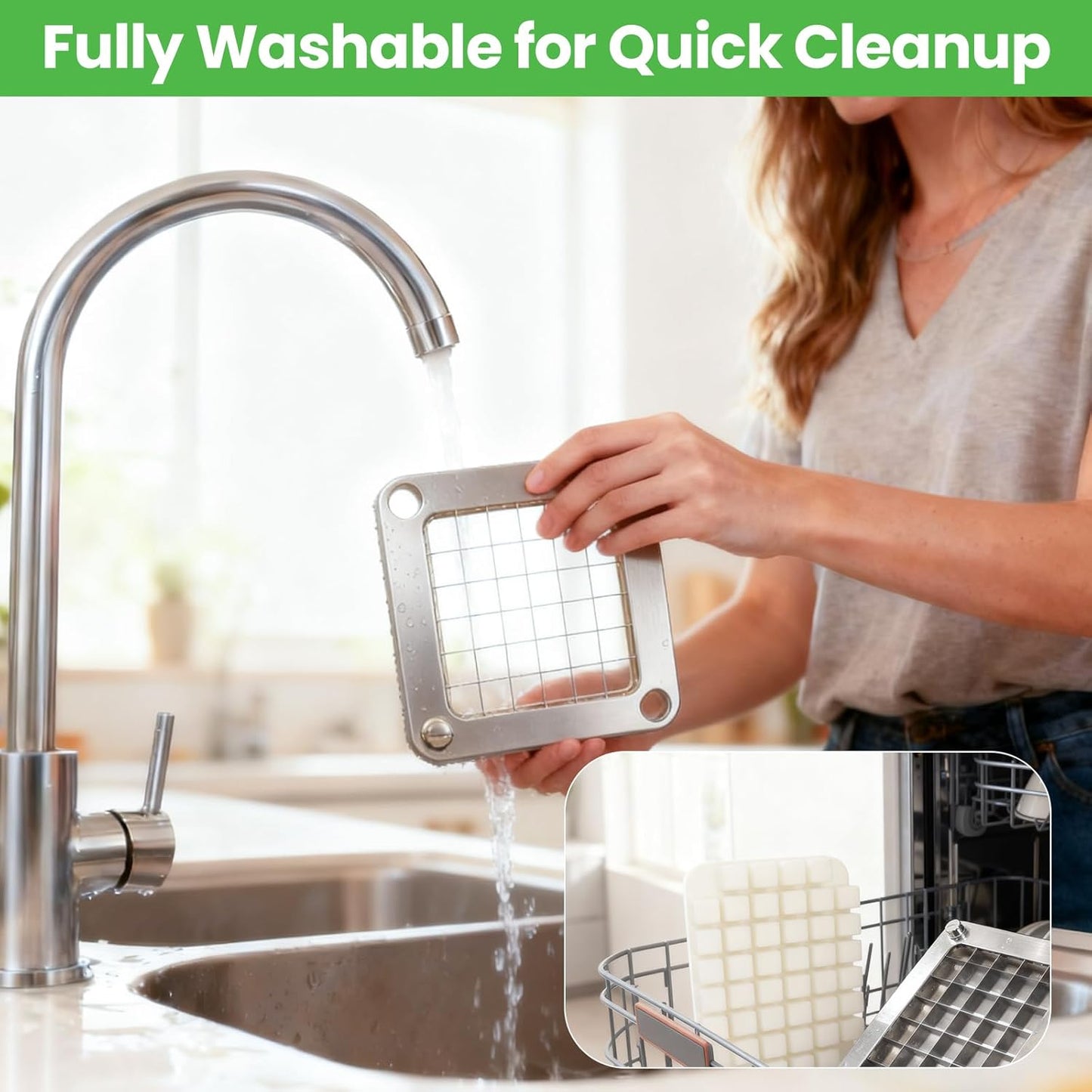 3/8" Replacement Vegetable Chopper Blade, 420j2 Stainless Steel Interchangeable Blade & Pusher Block Set for Commercial Vegetable Dicer Fruit Cutter