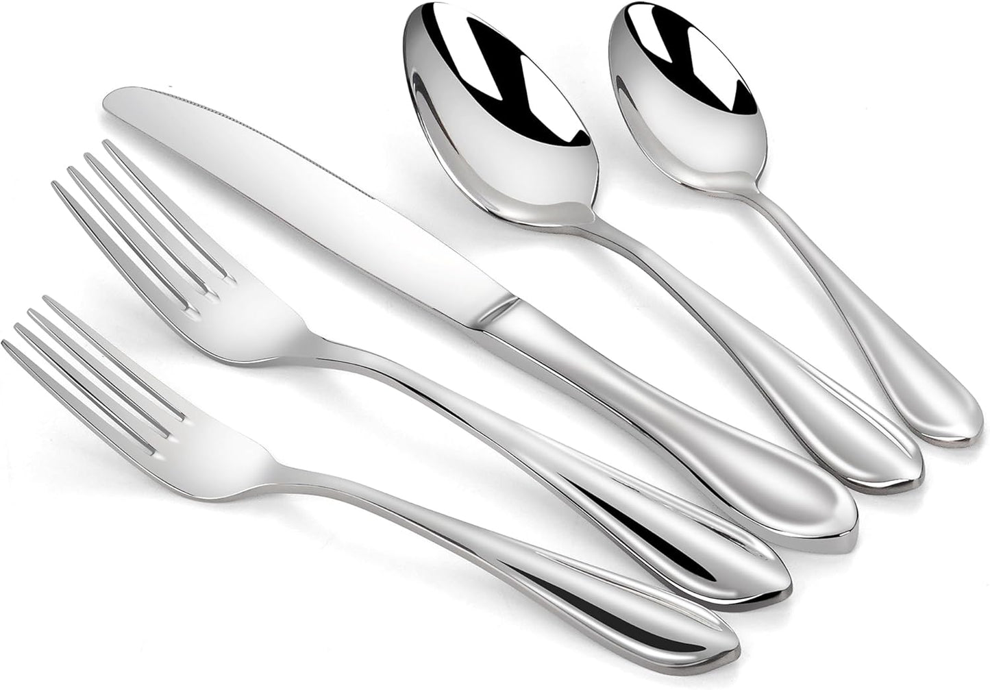 60-Pieces Heavy Duty Silverware Set for 12, 18/10 Stainless Steel Flatware, Forged Thick, Dishwasher Safe, Ideal for Gift