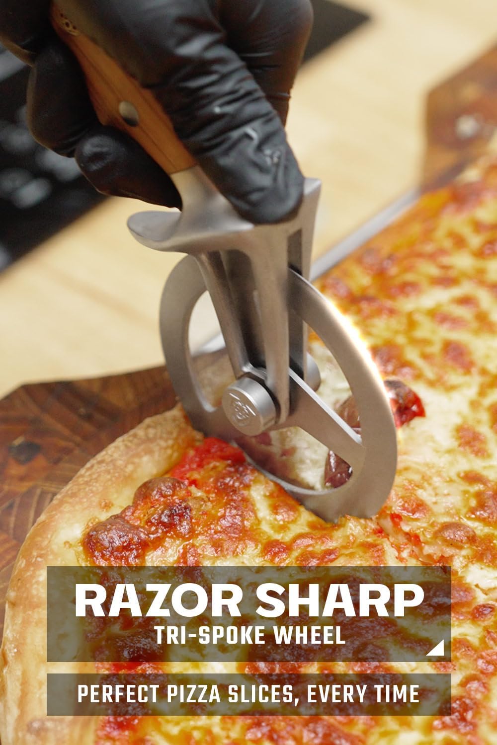 Dalstrong Pizza Wheel Cutter - Olive Wood Handle - The Orbit Razor Unique Pizza Wheel & Cutter -High-Carbon Heavy-Duty Stainless Steel - Razor Sharp - Thumb Guard Protection & Blade Cover