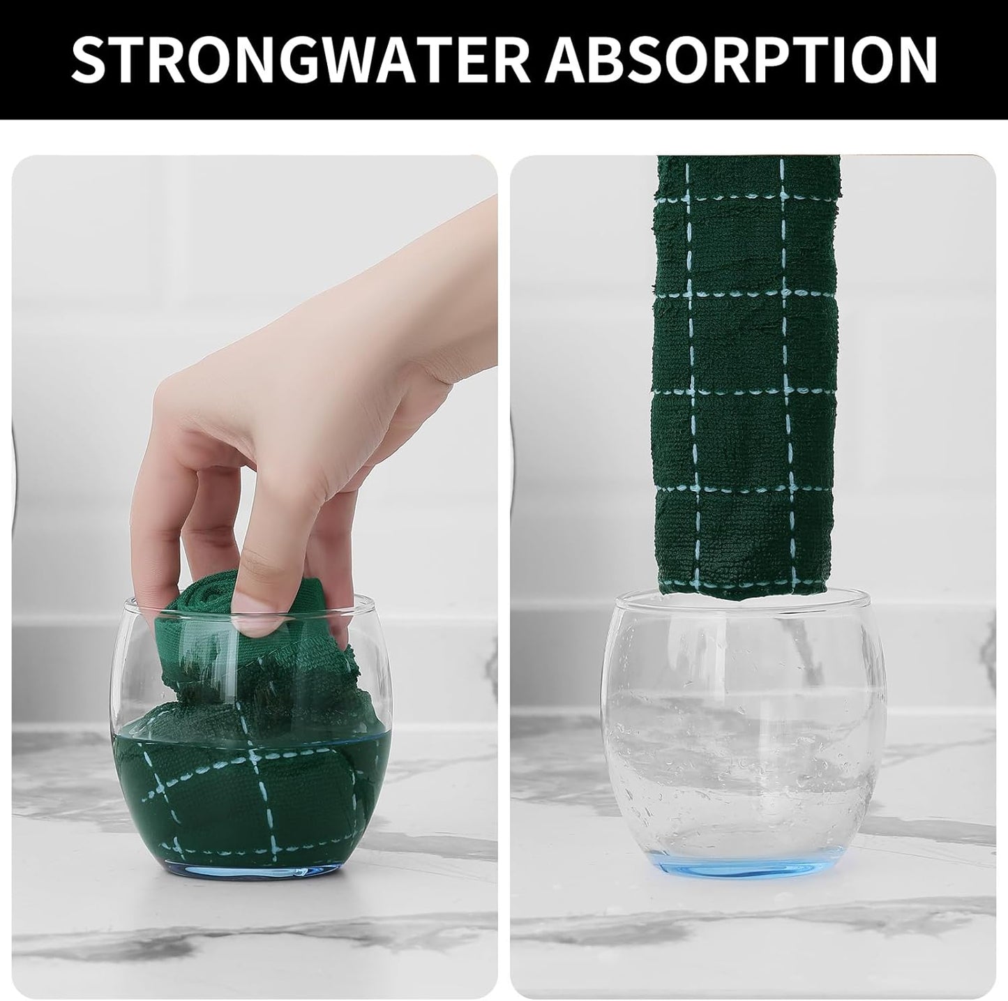 Homaxy 100% Cotton Terry Kitchen Dish Cloths, Ultra Soft and Absorbent Dish Towels for Kitchen, Perfect for Drying and Washing Dishes, 6 Pack, 12 x 12 Inches, Dark Green