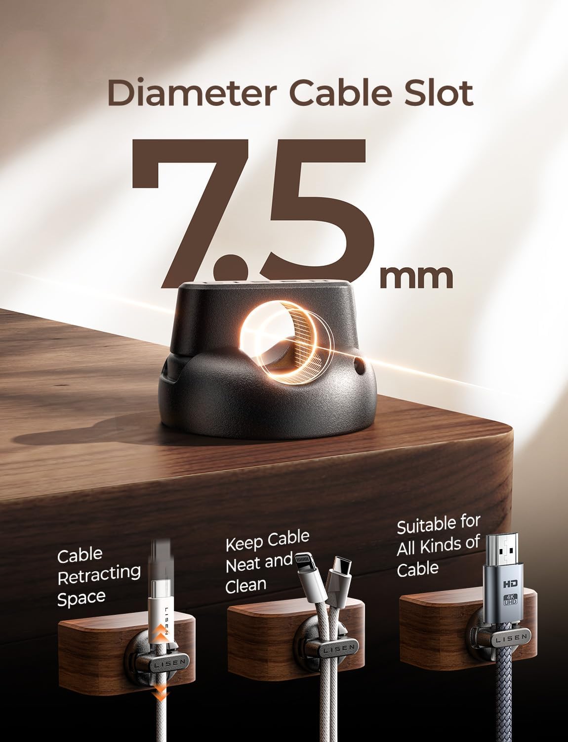 16-Pack Magnetic Cable Clips [1S Snap-On] Cord Holder, LISEN Office Desk Organizers and Accessories with 8 Extra Strong Adhesive Pads, Wire Organizer for Nightstand, Home, Wall, Car, Desktop