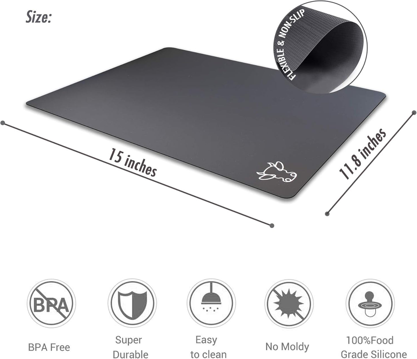 Fotouzy Flexible Plastic Cutting Board Mats with Food Icons, BPA-Free, Non-Porous, 100% Non-slip Back and Dishwasher Safe, Unique Modern Neutral Colors, Set of 4