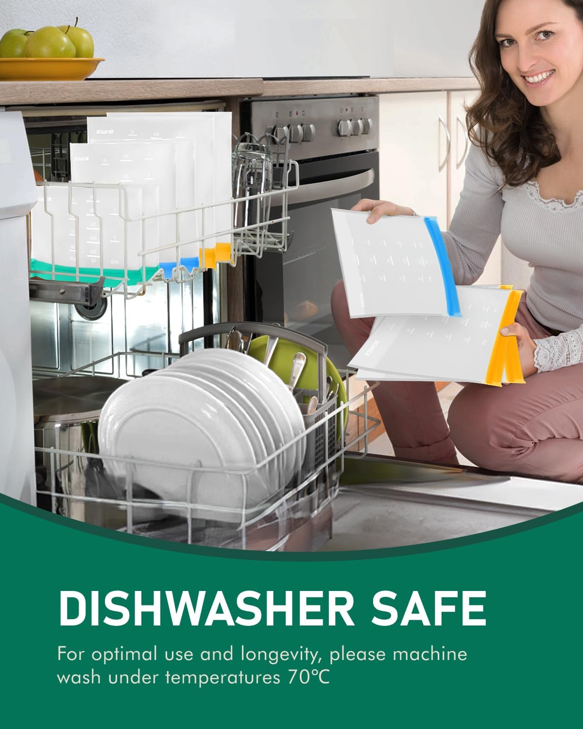 Dishwasher Safe Food Storage Bags Stand Up, 12Pack Reusable Gallon Freezer Bags, Reusable Bags Various Size, Reusable Sandwich Bags, Leakproof BPA Free Reusable Bags for Lunch, Snack(12Pack)