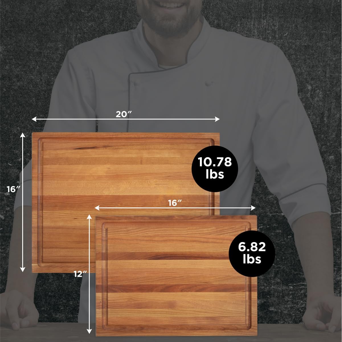 Large Wood Cutting Board from American Cherry - A Butcher Block That Comes with Juice Groove for Cutting Meat and Juicy Veggies Easily - Cherry Chopping Board - 20x16x1.5 inches