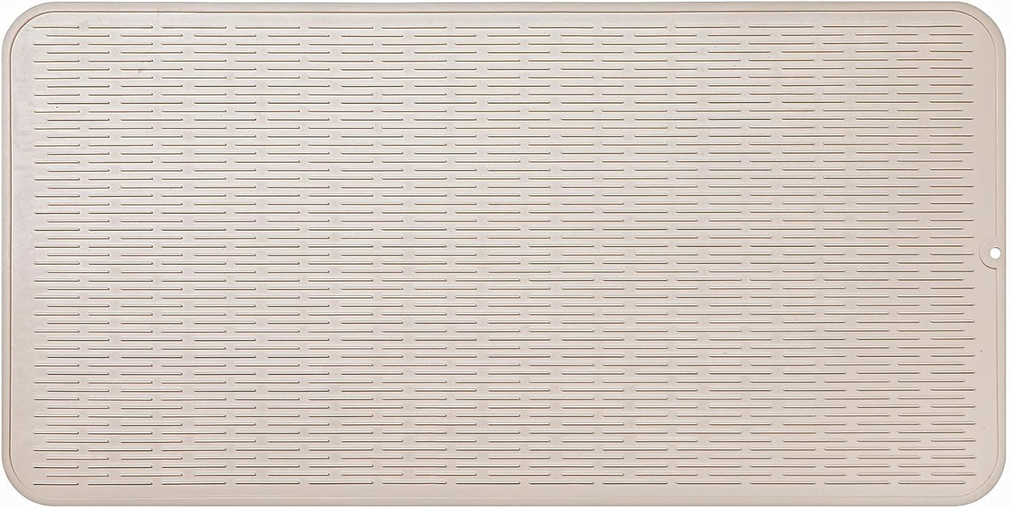 Silicone Dish Drying Mat for Multiple Usage,Easy clean,Eco-friendly,Heat-resistant Silicone Mat for Kitchen Counter or Sink,Refrigerator or Drawer Liner Tapioca 5XL 36inches x 18inches