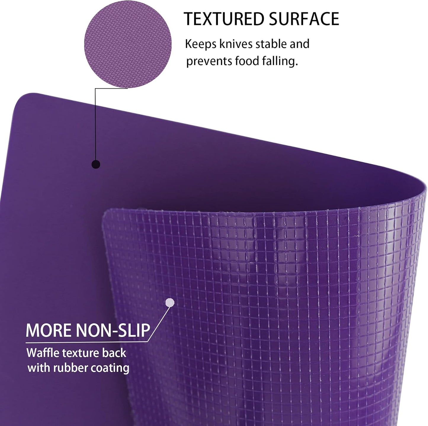 ZVP Flexible Plastic Cutting Boards for Kitchen Set of 3, Chopping Boards with Food Icon, Non-Slip Cutting Mats for Meat, BPA Free, Dishwasher Safe Rainbow