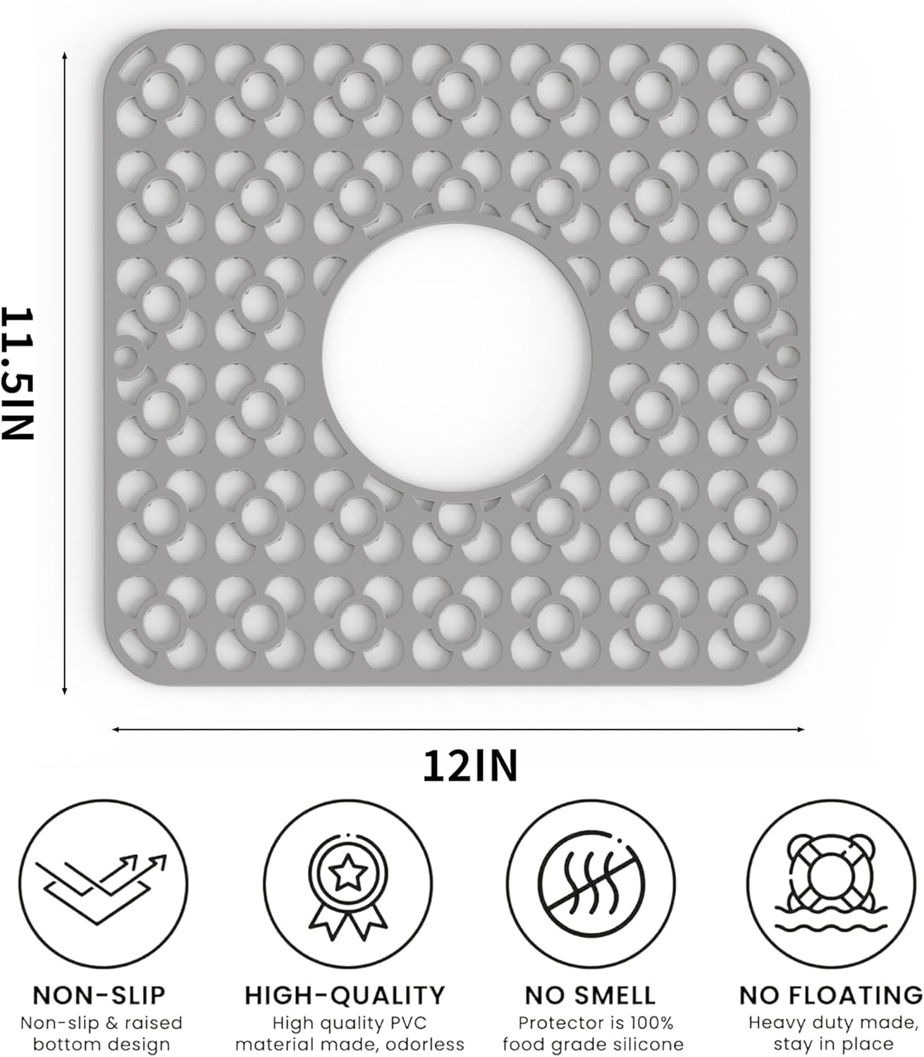 WAFT YEARN 2PCS Sink Mats Sink Protectors Dish Racks Dishwasher Safe Grid Mats for Kitchen Sink Silicone Protect Sink from Stains Damage Scratches Non Slip Heat Resistant Rust Resistant 11"X12" Grey