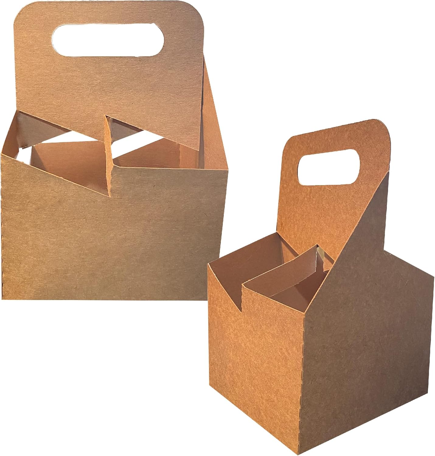 4 Cup Drink Carrier with Handle | Kraft Paperboard Holder Disposable for Hot or Cold Drinks Food Delivery Services, Uber Eats, Door Dash (25)