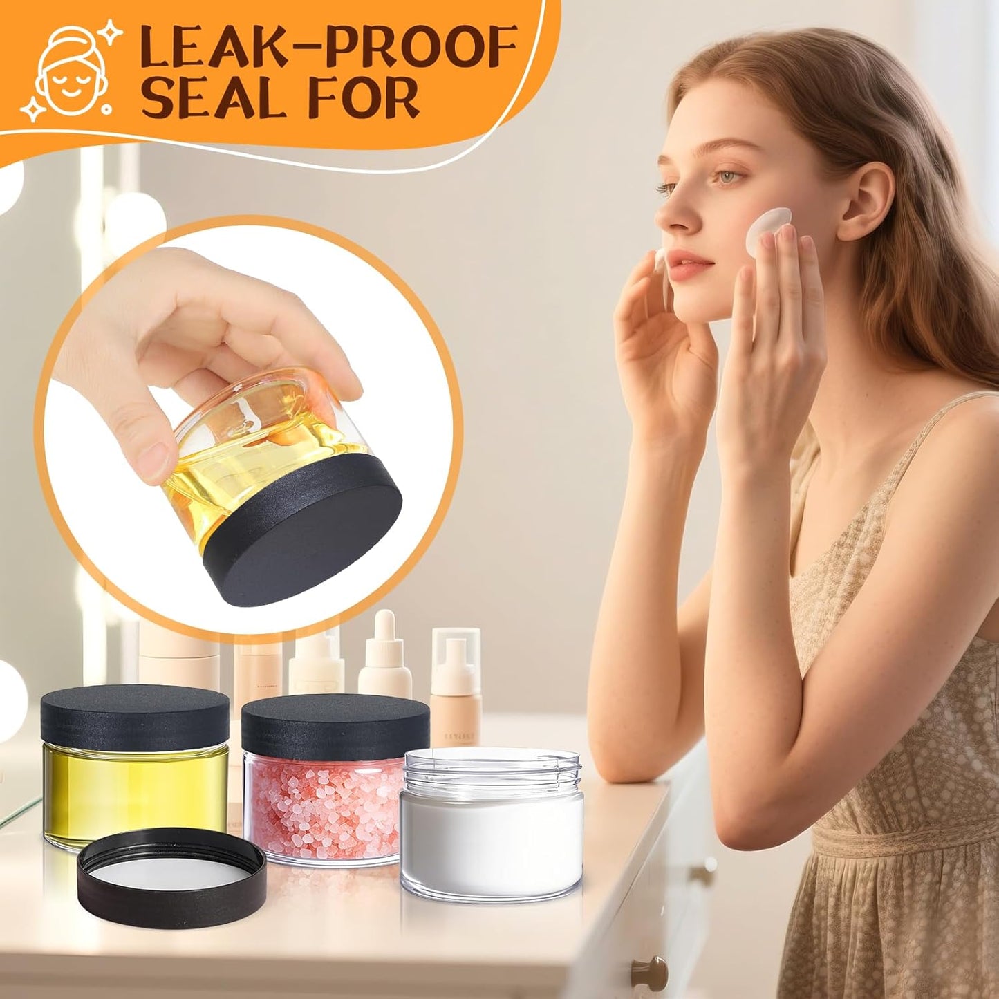 72pcs 4 oz Plastic Containers with Lids Labels Leak Proof BPA Free Airtight Refillable Clear Small Containers Storage Jars for Storing Dry Food Slime Honey Jam,black