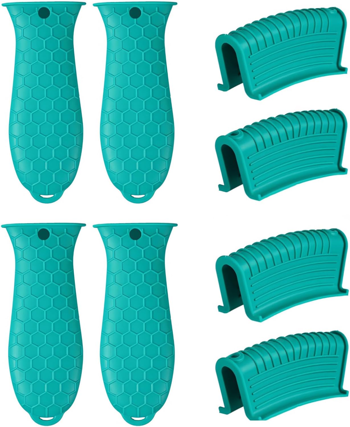 8 Pieces Silicone Hot Tool Holder Heat Resistant Potholder Cookware Handle Non Slip Rubber Pot Holders Handles Grip Covers for Cast Iron Skillet Silicone Cooking Kitchen Suits (Green)